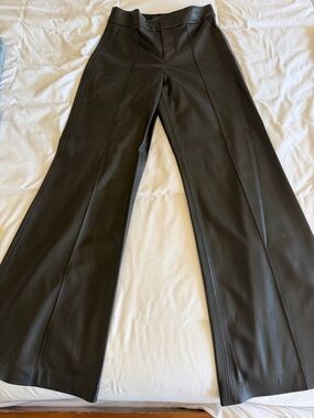 Alice + Olivia Black Faux Leather Wide-Leg Pants